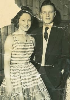Original damaged photograph of a couple